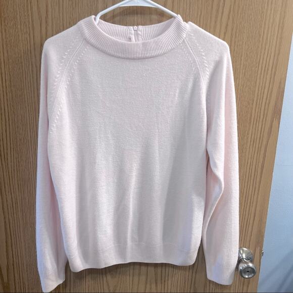 Studio Works Soft Pink High Neckline Sweater Women's Size Large Modest - Picture 1 of 7